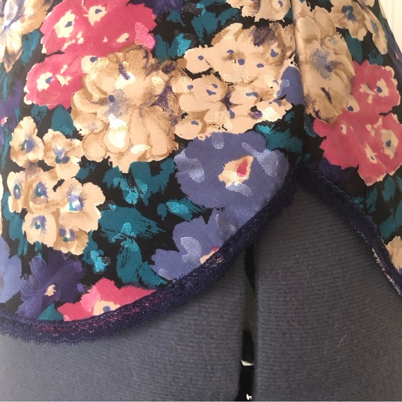 Vintage Floral Camisole Slip Top Purple Lace Satin Rosette Romantic Lingerie Med - Picture 14 of 16